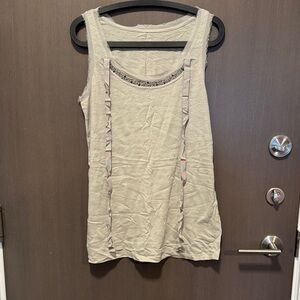 LOFT Beige Tank Top with Lace Detail
